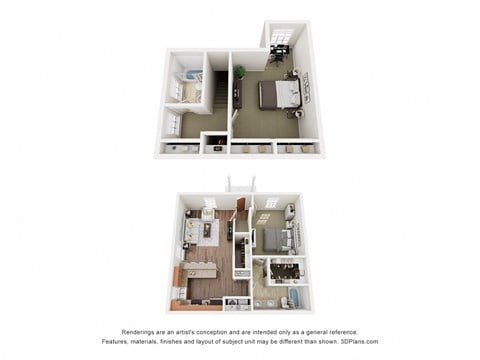 Floor plan for 2 beds, 2 baths, 1080 sqft